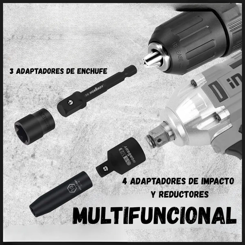 SET HERRAMIENTA 7 ADAPTADORES REDUCTORES IMPACTO 1/4 3/8 1/2 - 2