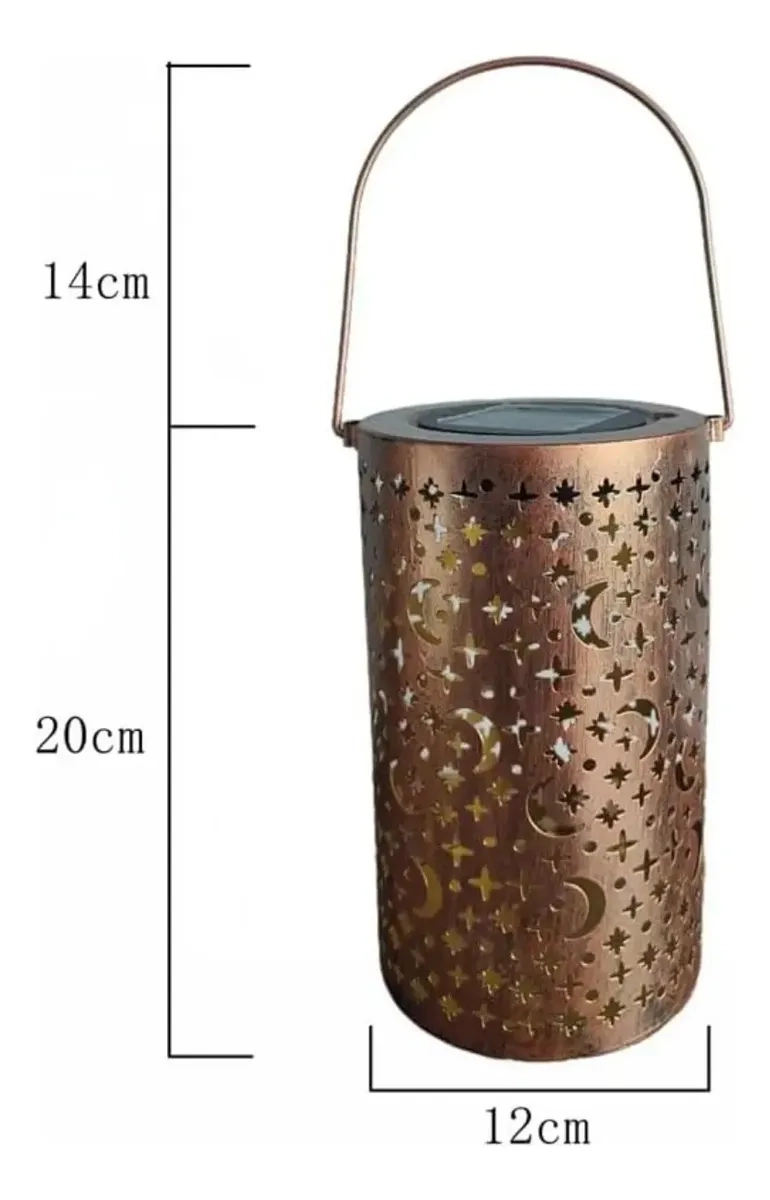 LAMPARA FOCO EXTERIOR JARDIN METAL RECARGA SOLAR DISEÑO LUNA - 2