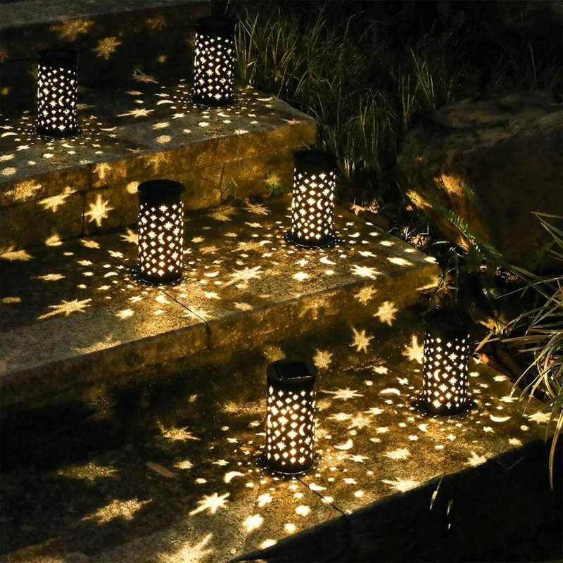 LAMPARA FOCO EXTERIOR JARDIN METAL RECARGA SOLAR DISEÑO LUNA - 4