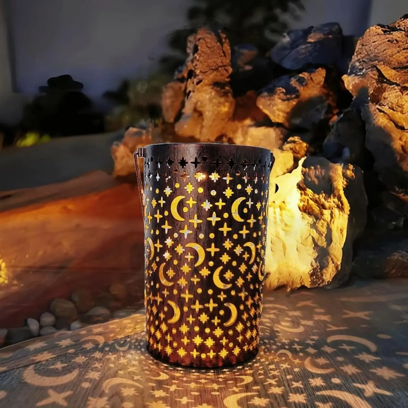 LAMPARA FOCO EXTERIOR JARDIN METAL RECARGA SOLAR DISEÑO LUNA - 6