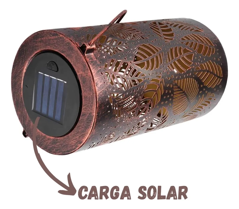 LAMPARA FOCO EXTERIOR JARDIN METAL RECARGA SOLAR DISEÑO HOJA - 2
