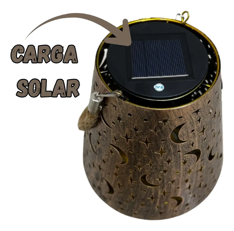 LAMPARA EXTERIOR JARDIN METAL CARGA SOLAR DISEÑO CONO LUNA - 2