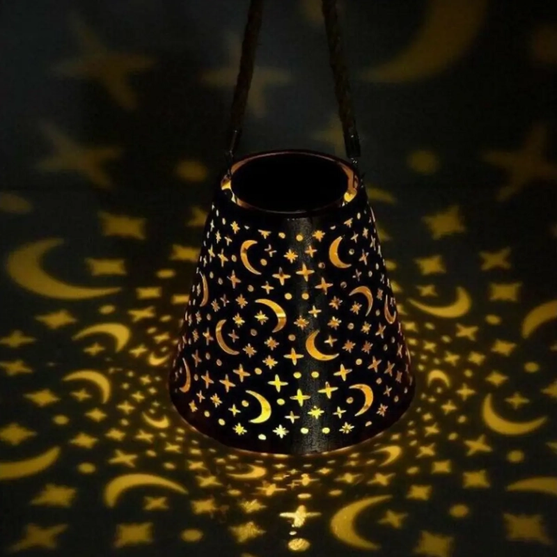 LAMPARA EXTERIOR JARDIN METAL CARGA SOLAR DISEÑO CONO LUNA - 4