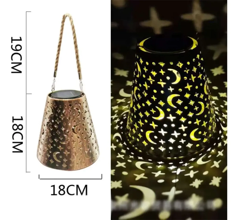 LAMPARA EXTERIOR JARDIN METAL CARGA SOLAR DISEÑO CONO LUNA - 5