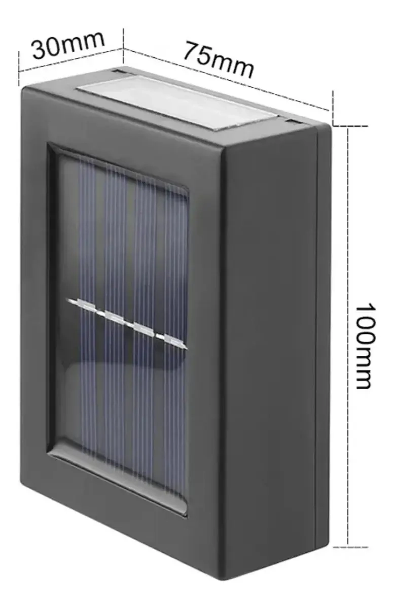 LAMPARA DE PARED FOCO EXTERIOR JARDIN CARGA SOLAR LUZ CALIDA - 2