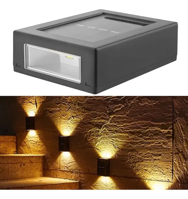 LAMPARA DE PARED FOCO EXTERIOR JARDIN CARGA SOLAR LUZ CALIDA - 5