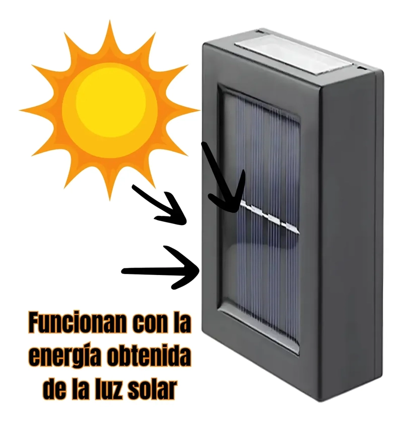 LAMPARA DE PARED FOCO EXTERIOR JARDIN CARGA SOLAR LUZ CALIDA - 6