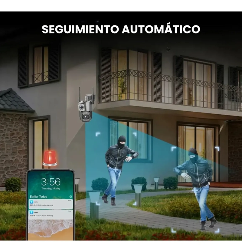CAMARA DE SEGURIDAD HOGAR DUAL CONEXION CHIP CELULAR 4G - 7