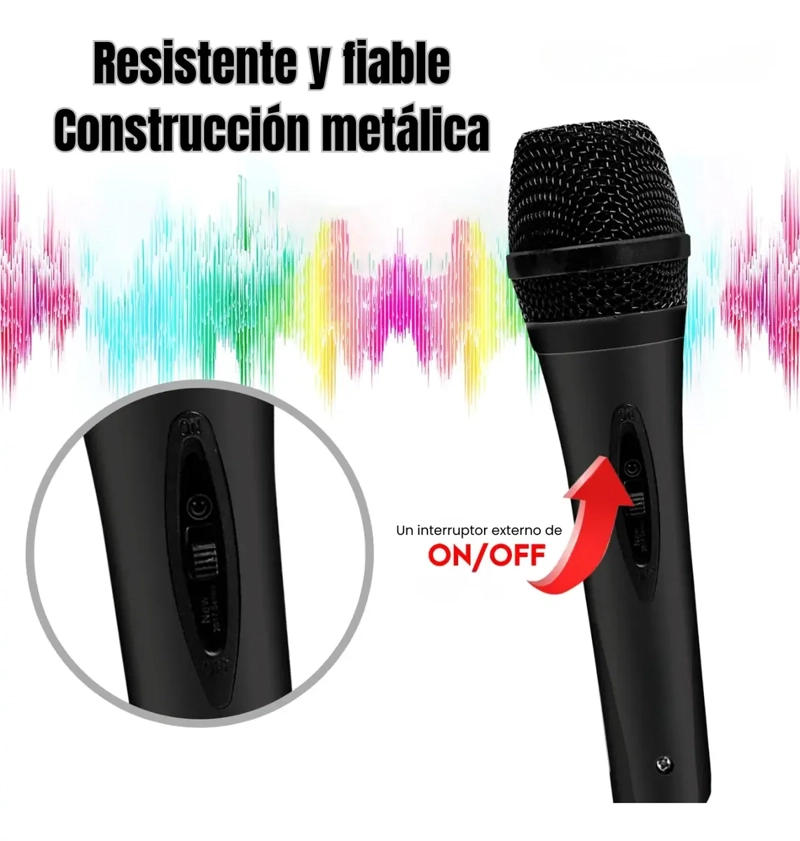 MICROFONO KARAOKE PROFESIONAL CABLE CONEXION AUXILIAR AUDIO - 6