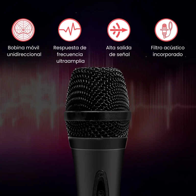MICROFONO KARAOKE PROFESIONAL CABLE CONEXION AUXILIAR AUDIO - 7