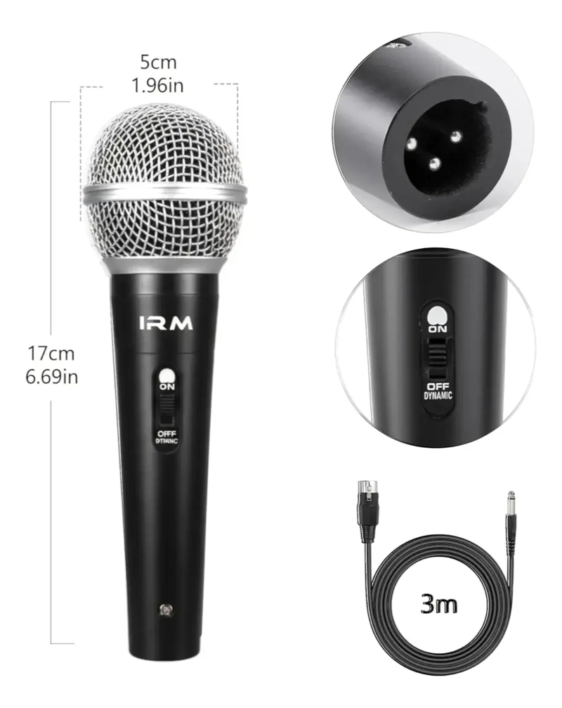 MICROFONO KARAOKE PROFESIONAL CON CABLE CONEXION AUXILIAR - 3