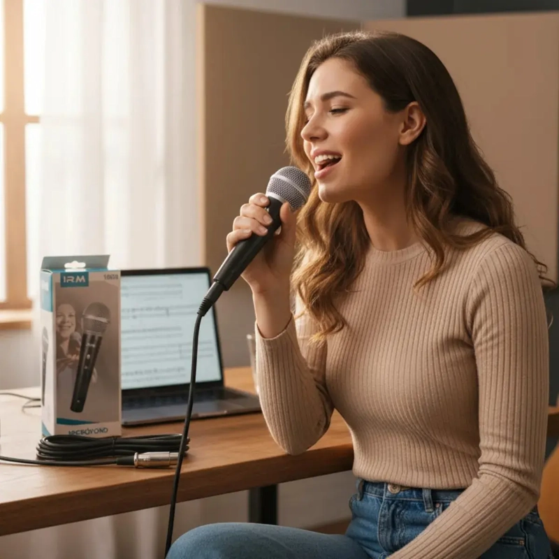 MICROFONO KARAOKE PROFESIONAL CON CABLE CONEXION AUXILIAR - 5