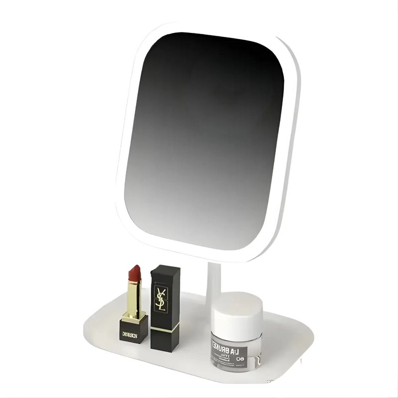 ESPEJO MAQUILLAJE BLANCO LUZ LED AJUSTABLE 3 TONOS RECARGABLE USB - 1
