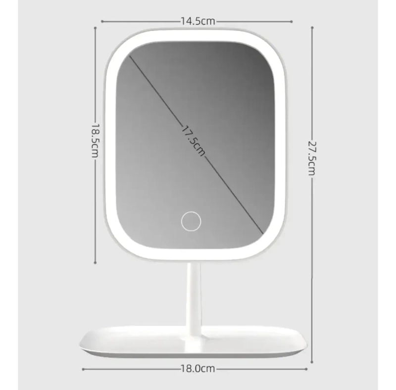 ESPEJO MAQUILLAJE BLANCO LUZ LED AJUSTABLE 3 TONOS RECARGABLE USB - 2