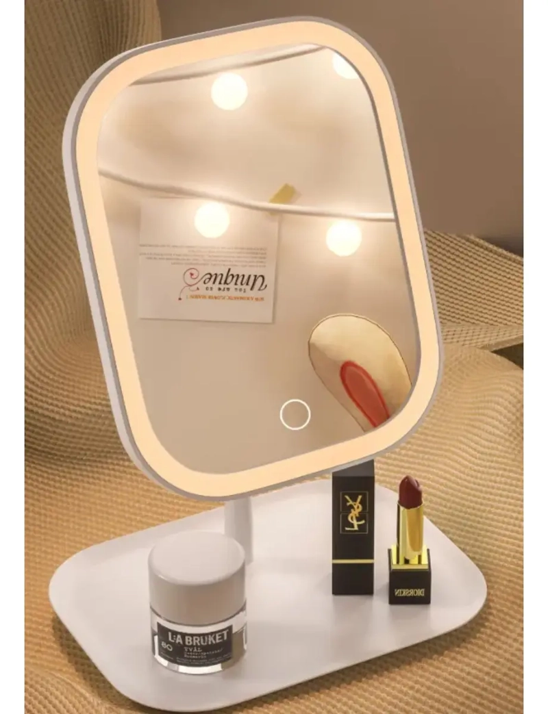 ESPEJO MAQUILLAJE BLANCO LUZ LED AJUSTABLE 3 TONOS RECARGABLE USB - 5