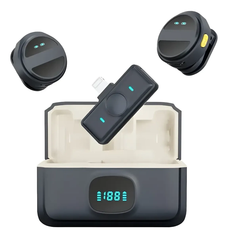 PACK 2 MICROFONOS INALAMBRICOS CELULAR IPHONE ANDROID USB-C - 1