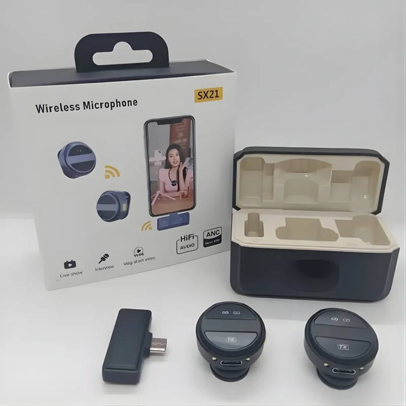 PACK 2 MICROFONOS INALAMBRICOS CELULAR IPHONE ANDROID USB-C - 8