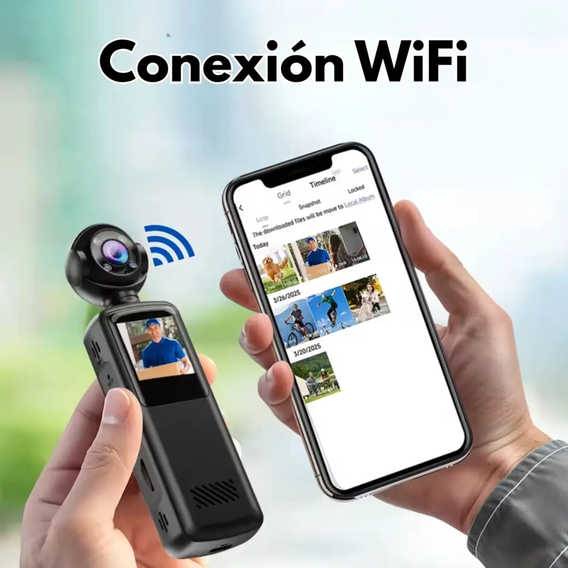 MINI CAMARA PORTATIL WIFI BODYCAM HD CON PANTALLA - 2