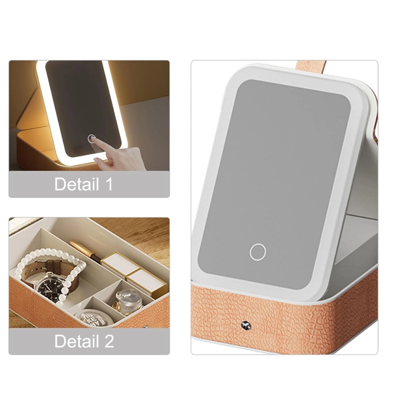 ESPEJO DE MAQUILLAJE CON LUZ LED Y ORGANIZADOR - 2