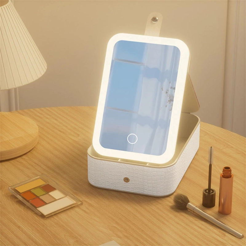 ESPEJO DE MAQUILLAJE CON LUZ LED Y ORGANIZADOR - 3