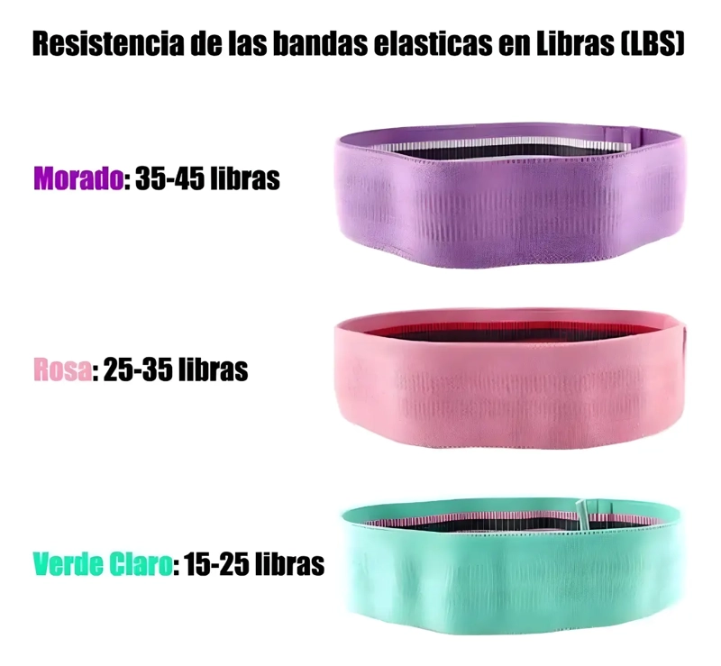 SET 3 BANDAS ELASTICAS RESISTENCIA PARA GLUTEOS PIERNAS - 3
