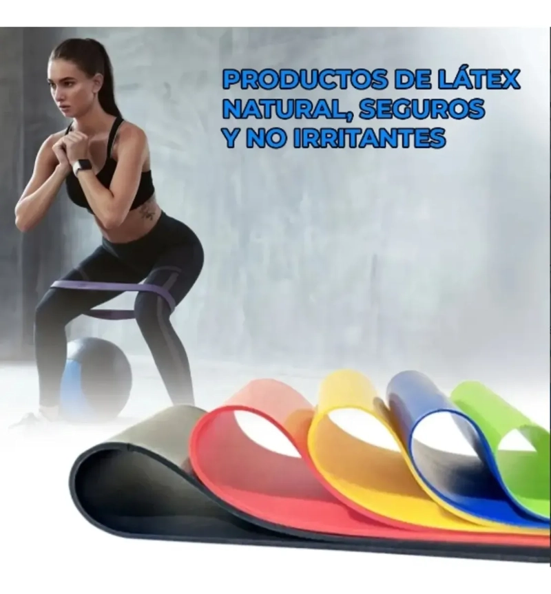 SET 5 BANDAS DE RESISTENCIA ELASTICAS GYM CASA YOGA - 7