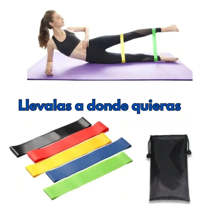 SET 5 BANDAS DE RESISTENCIA ELASTICAS GYM CASA YOGA - 8