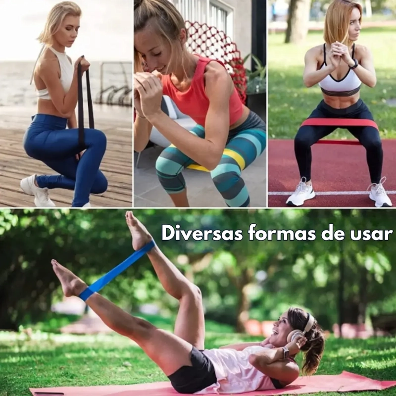 SET 5 BANDAS DE RESISTENCIA ELASTICAS GYM CASA YOGA - 9