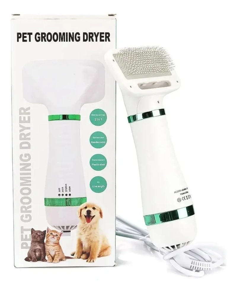 SECADOR PARA MASCOTAS CEPILLO 2 EN 1 GROOMING PERROS GATOS - 8