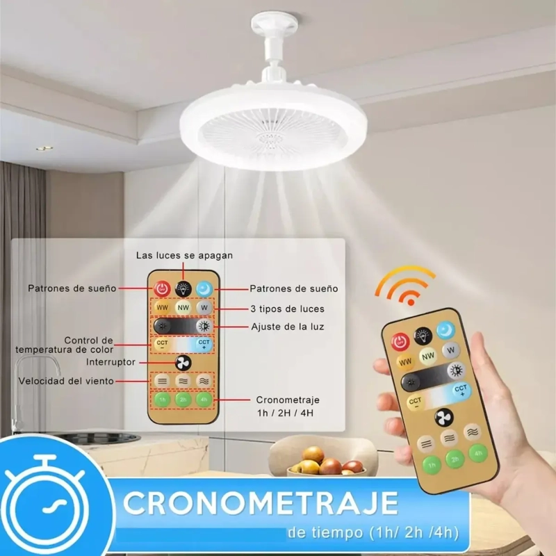 LAMPARA AMPOLLETA LED VENTILADOR MULTIUSO BAJO CONSUMO E27 - 3