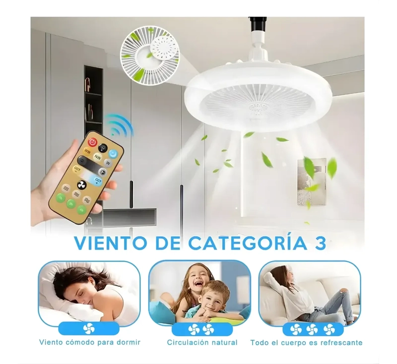 LAMPARA AMPOLLETA LED VENTILADOR MULTIUSO BAJO CONSUMO E27 - 5