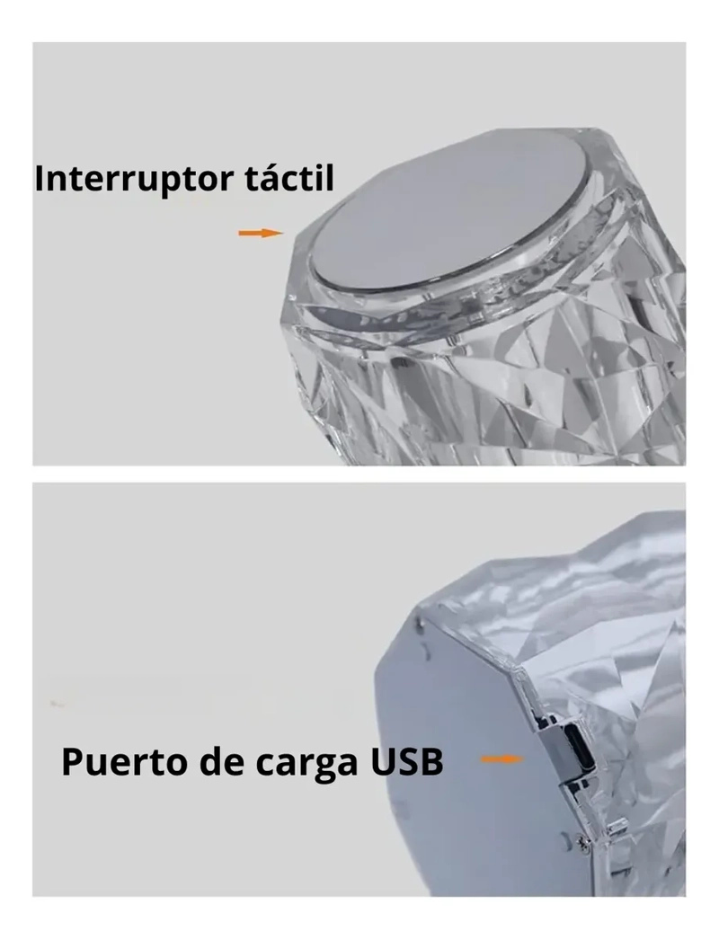 LAMPARA LED DIAMANTE TOUCH RECARGABLE USB LUZ AMBIENTE - 3
