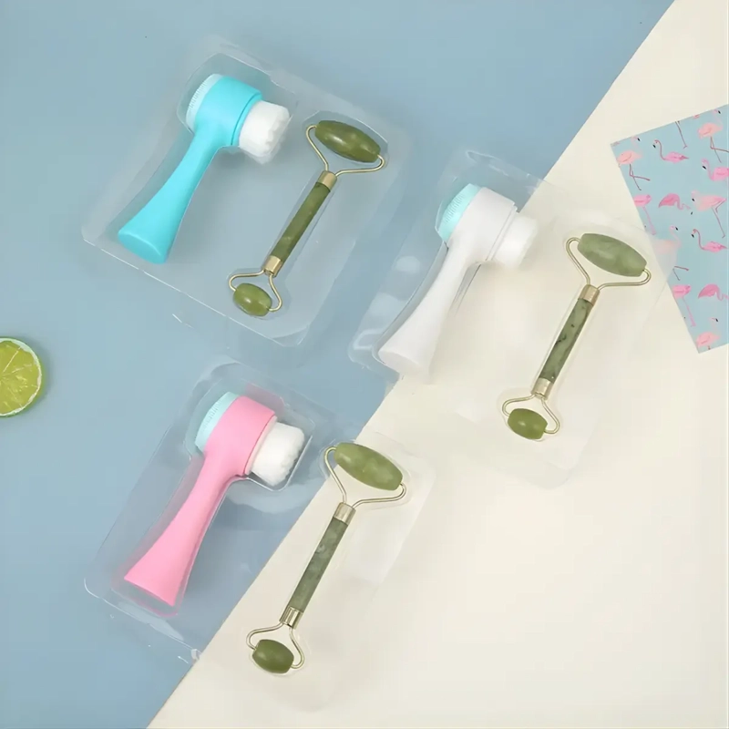 SET LIMPIEZA FACIAL CEPILLO Y RODILLO DE JADE MASAJEADOR - 5