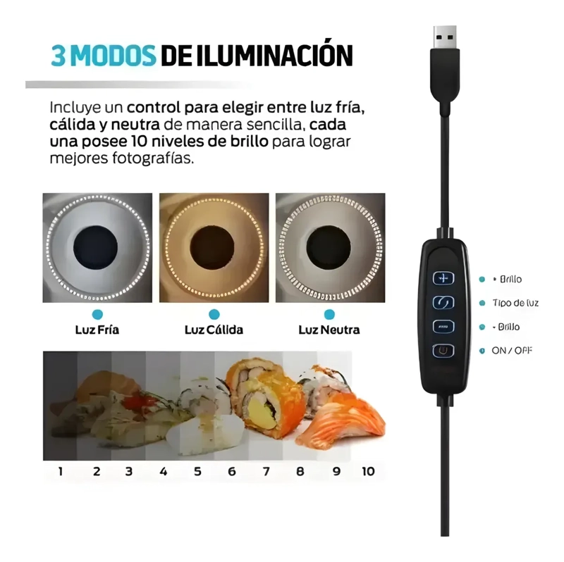 CAJA DE LUZ FOTOGRAFICO 40CM CON ARO LED PLEGABLE - 2