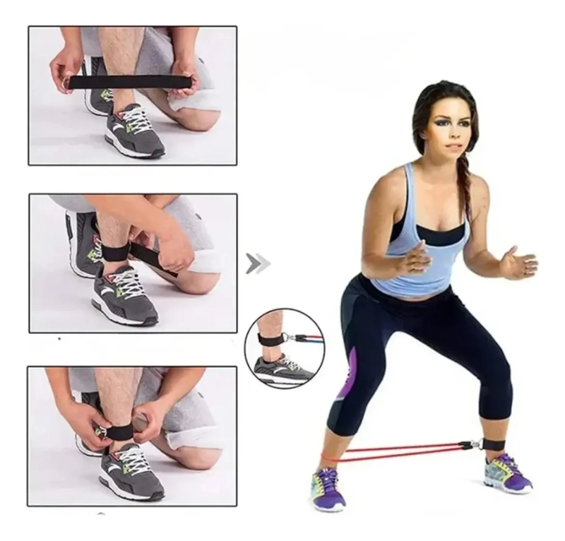 BANDAS ELASTICAS DE RESISTENCIA PIERNAS FITNESS EJERCICIOS - 2