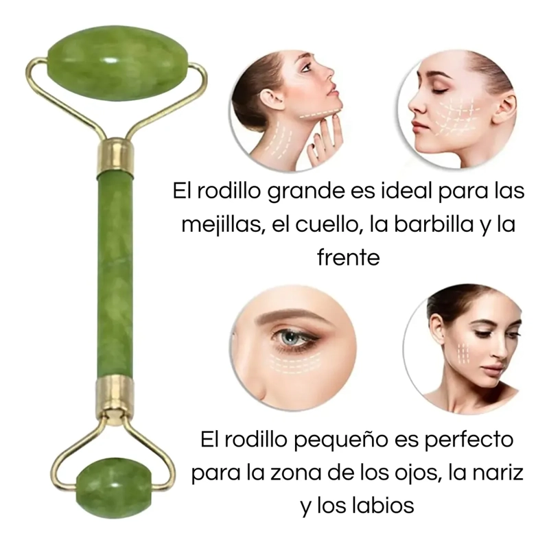 SET RODILLO FACIAL JADE + GUA SHA MASAJE REAFIRMANTE ROSTRO - 6