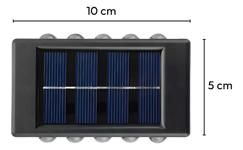 LAMPARA SOLAR LED EXTERIOR MURO DOBLE 10 LUCES CALIDA - 3