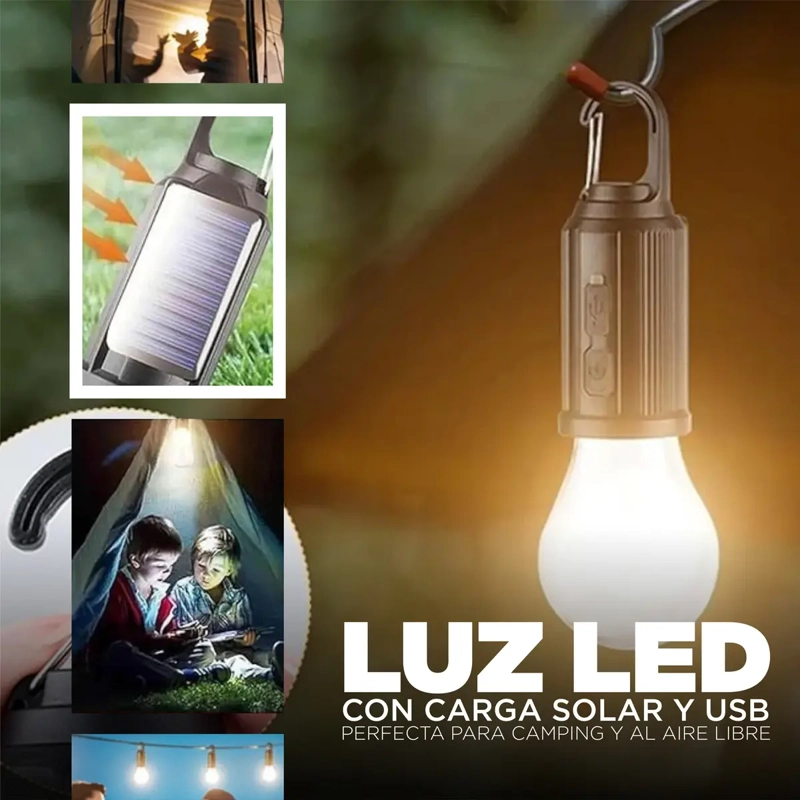 LAMPARA LED PORTATIL RECARGA SOLAR USB C LUZ CALIDA CAMPING - 4