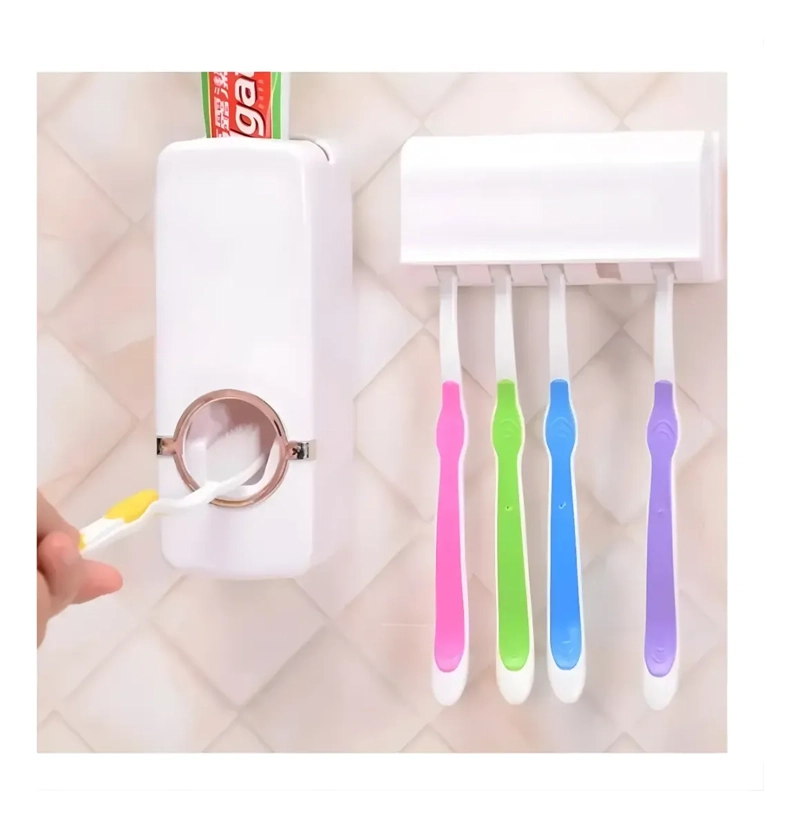 DISPENSADOR AUTOMATICO PASTA DENTAL CON SOPORTE 5 CEPILLOS - 2