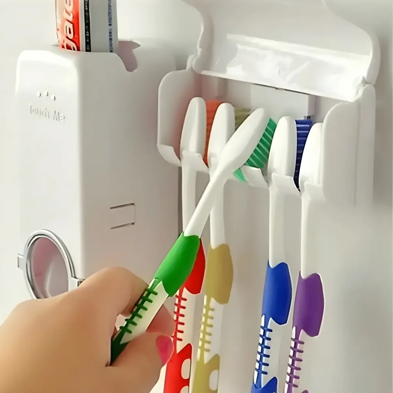 DISPENSADOR AUTOMATICO PASTA DENTAL CON SOPORTE 5 CEPILLOS - 3