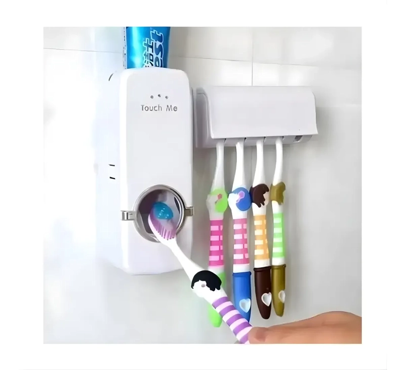 DISPENSADOR AUTOMATICO PASTA DENTAL CON SOPORTE 5 CEPILLOS - 5
