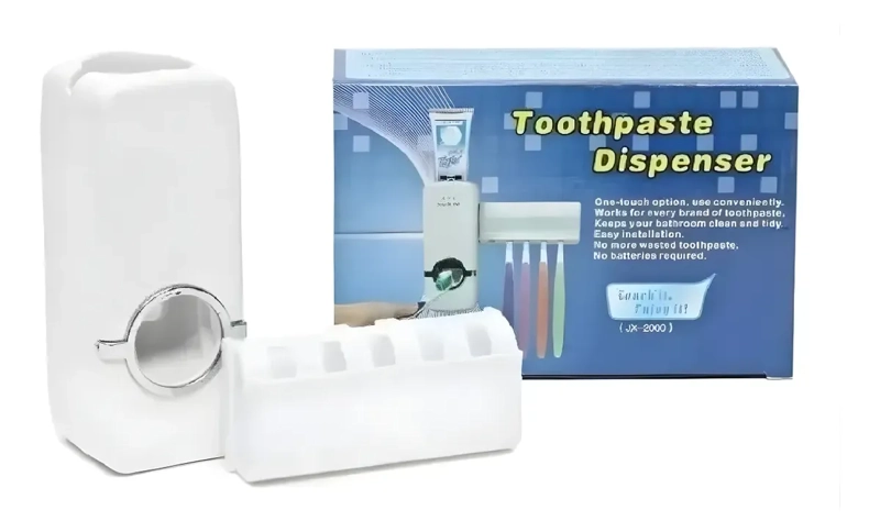 DISPENSADOR AUTOMATICO PASTA DENTAL CON SOPORTE 5 CEPILLOS - 6