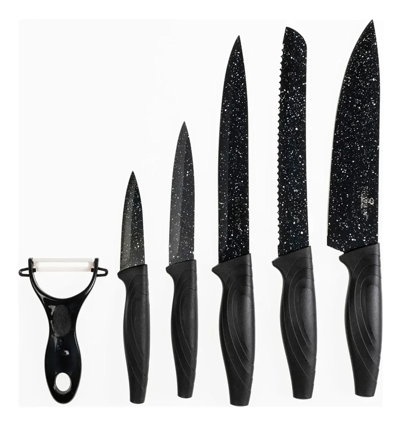 SET 6 CUCHILLOS COCINA PROFESIONALES MANGO ANTIDESLIZANTE - 1