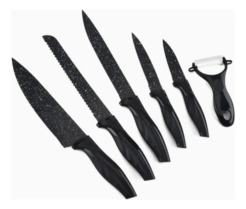 SET 6 CUCHILLOS COCINA PROFESIONALES MANGO ANTIDESLIZANTE - 3