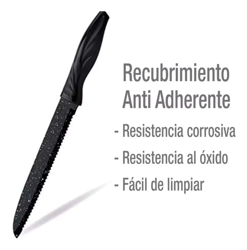 SET 6 CUCHILLOS COCINA PROFESIONALES MANGO ANTIDESLIZANTE - 5