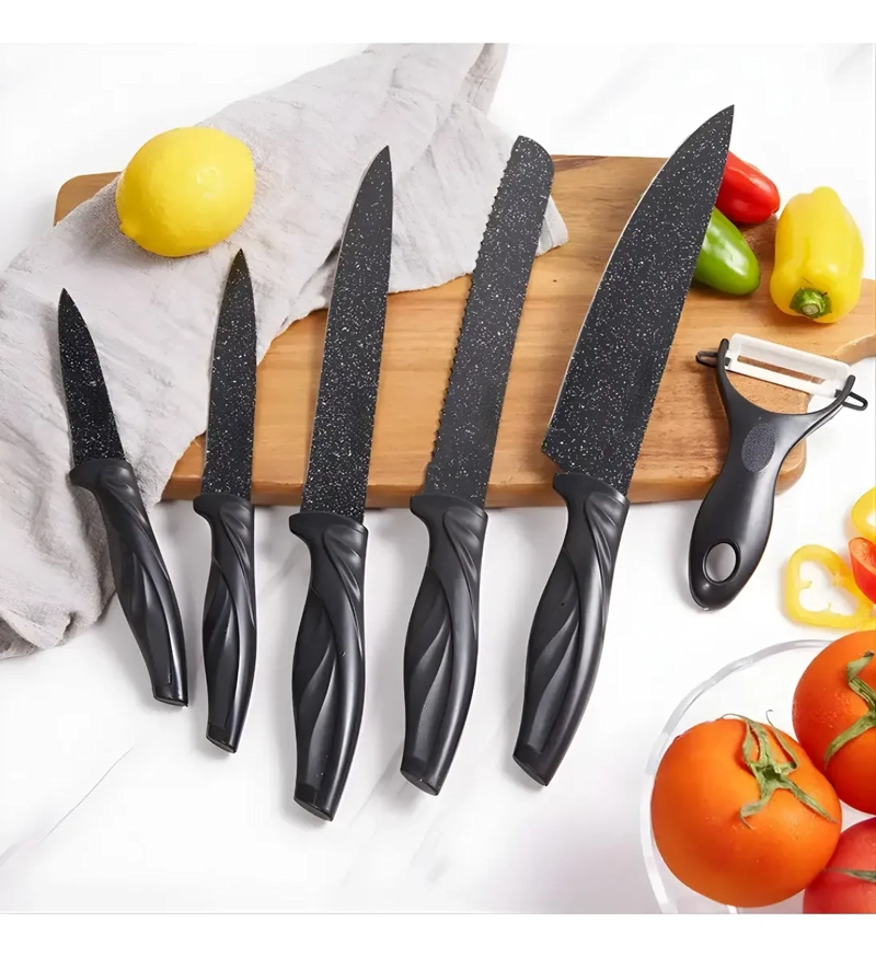 SET 6 CUCHILLOS COCINA PROFESIONALES MANGO ANTIDESLIZANTE - 6