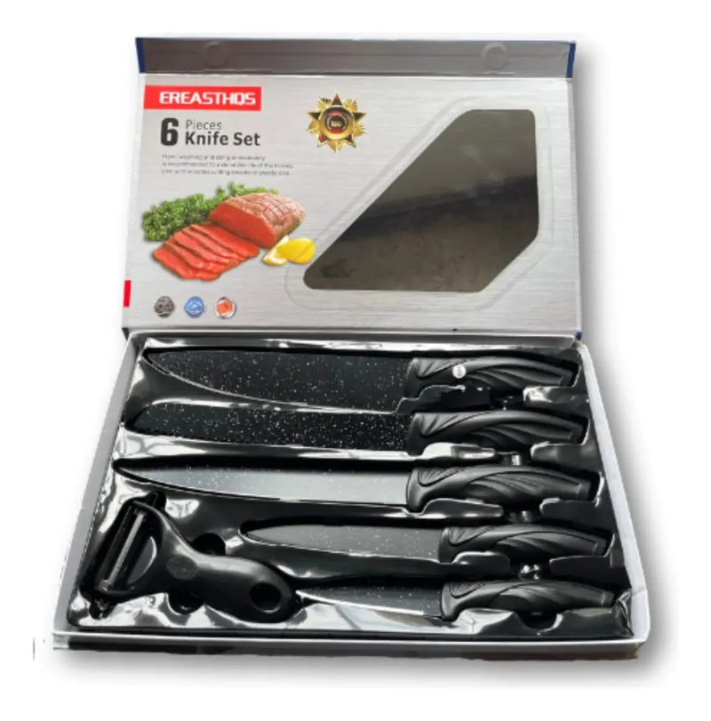 SET 6 CUCHILLOS COCINA PROFESIONALES MANGO ANTIDESLIZANTE - 7