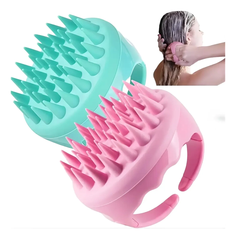 CEPILLO MASAJEADOR DE SILICONA PARA CUERO CABELLUDO Y LAVADO - 1