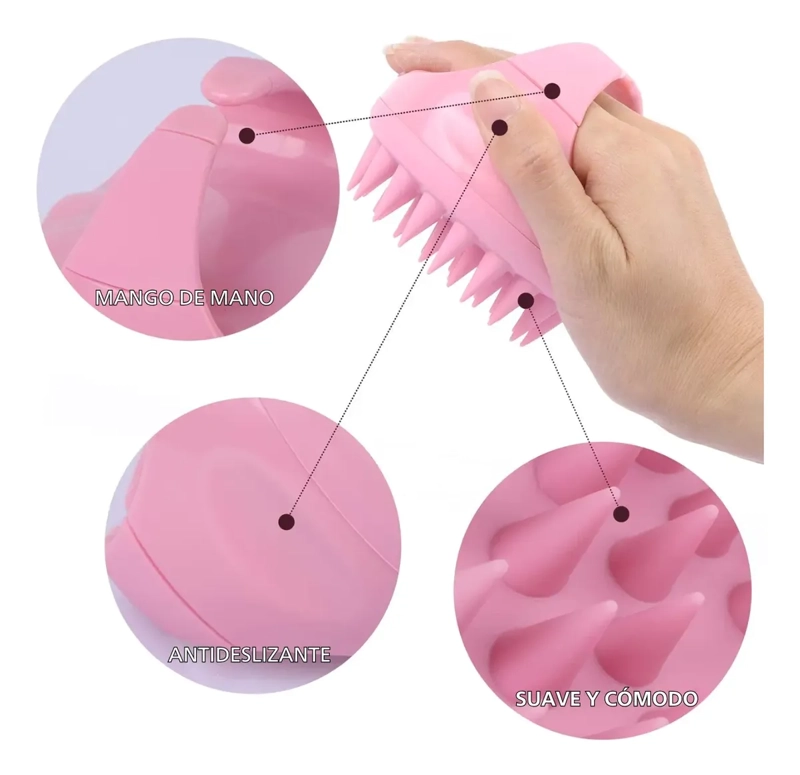 CEPILLO MASAJEADOR DE SILICONA PARA CUERO CABELLUDO Y LAVADO - 5