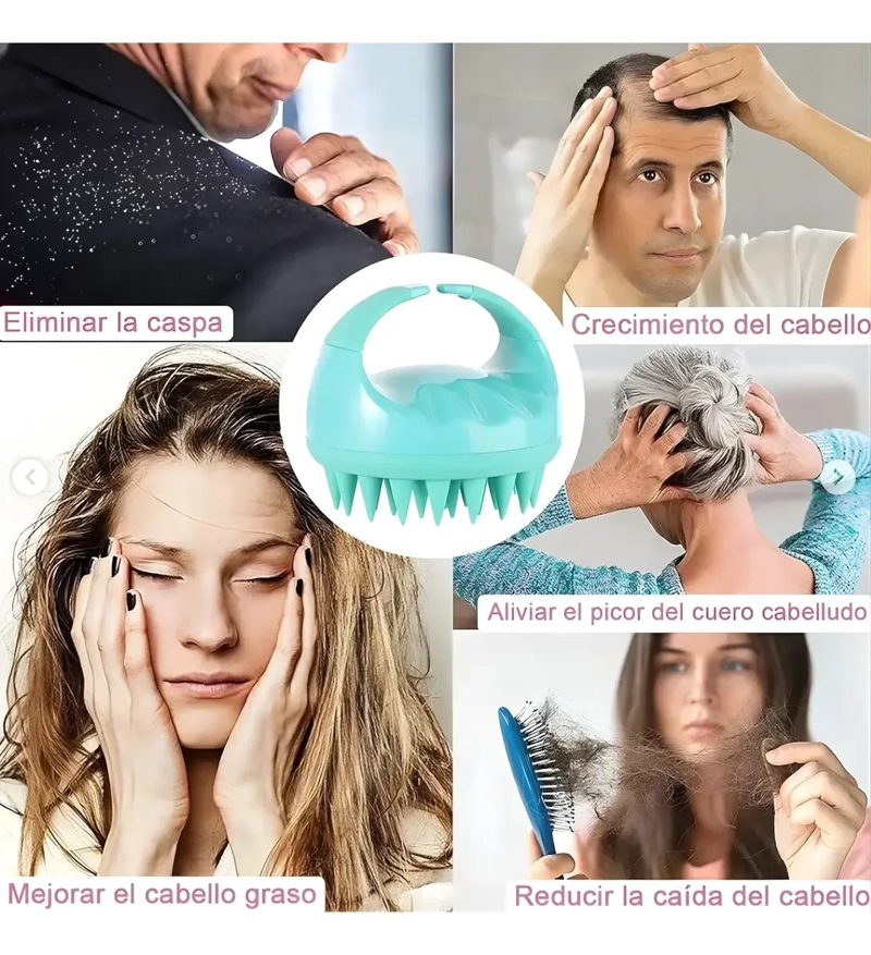 CEPILLO MASAJEADOR DE SILICONA PARA CUERO CABELLUDO Y LAVADO - 7